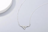 925S Silver Leaf Flower Diamond Pendant Necklace