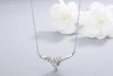925S Silver Leaf Flower Diamond Pendant Necklace