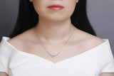 925S Silver Leaf Flower Diamond Pendant Necklace