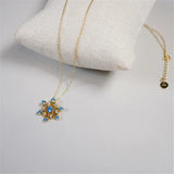 Zircon Inlaid Snowflakes Pendant Long Necklace Romantic Women Jewelry