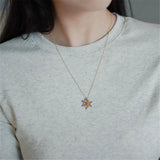 Zircon Inlaid Snowflakes Pendant Long Necklace Romantic Women Jewelry