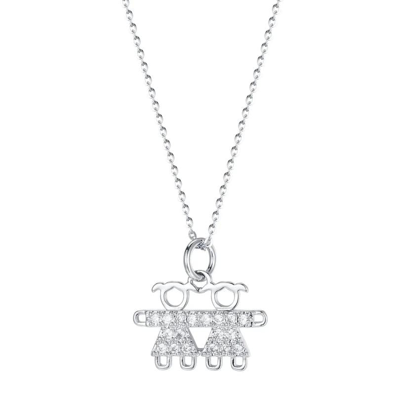 925S Silver Diamond Pendant Chain Necklace