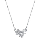 925S Silver Flower Diamond Pendant Necklace