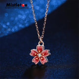 Mistletoe 925 Sterling Silver Enamel Cherry Blossoms Necklace