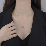 Mistletoe 925 Sterling Silver Enamel Cherry Blossoms Necklace