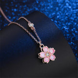 Mistletoe 925 Sterling Silver Enamel Cherry Blossoms Necklace