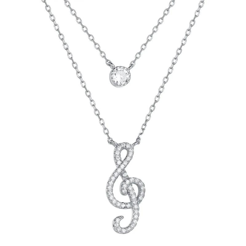 925s Silver Double Pendant Diamond Necklace