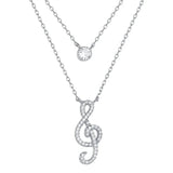 925s Silver Double Pendant Diamond Necklace