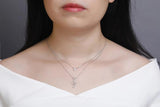 925s Silver Double Pendant Diamond Necklace