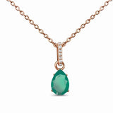 Retro S925 Sterling Silver Emerald Pendant Rose Necklace Female Jewelry