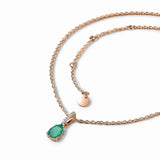 Retro S925 Sterling Silver Emerald Pendant Rose Necklace Female Jewelry