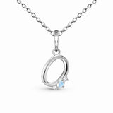 Sterling Silver Letter O Moonstone Pendant Necklace