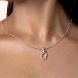 Sterling Silver Letter O Moonstone Pendant Necklace