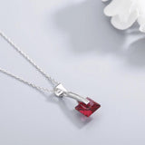 925S Pigeon Red Diamond Pendant Necklace