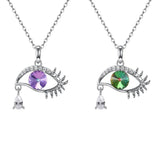 925 Silver Devil's Eye Tears Crystal Pendant Necklace