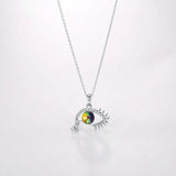 925 Silver Devil's Eye Tears Crystal Pendant Necklace