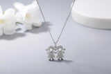 925S Silver Braid Double Girls Diamond Pendant Necklace