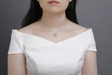 925S Silver Braid Double Girls Diamond Pendant Necklace