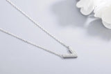 925 Silver Small V-shaped Diamond Pendant Necklace for Women