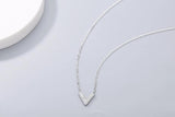 925 Silver Small V-shaped Diamond Pendant Necklace for Women