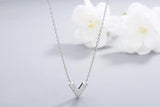 925 Silver Small V-shaped Diamond Pendant Necklace for Women