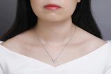 925 Silver Small V-shaped Diamond Pendant Necklace for Women