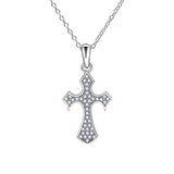 S925 Sterling Silver Cross Pendant Diamond Necklace