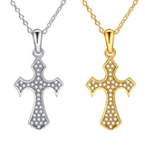 S925 Sterling Silver Cross Pendant Diamond Necklace