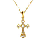 S925 Sterling Silver Cross Pendant Diamond Necklace