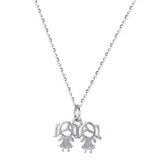 925s Sterling Silver Girl Diamond Necklace