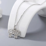 925s Sterling Silver Girl Diamond Necklace