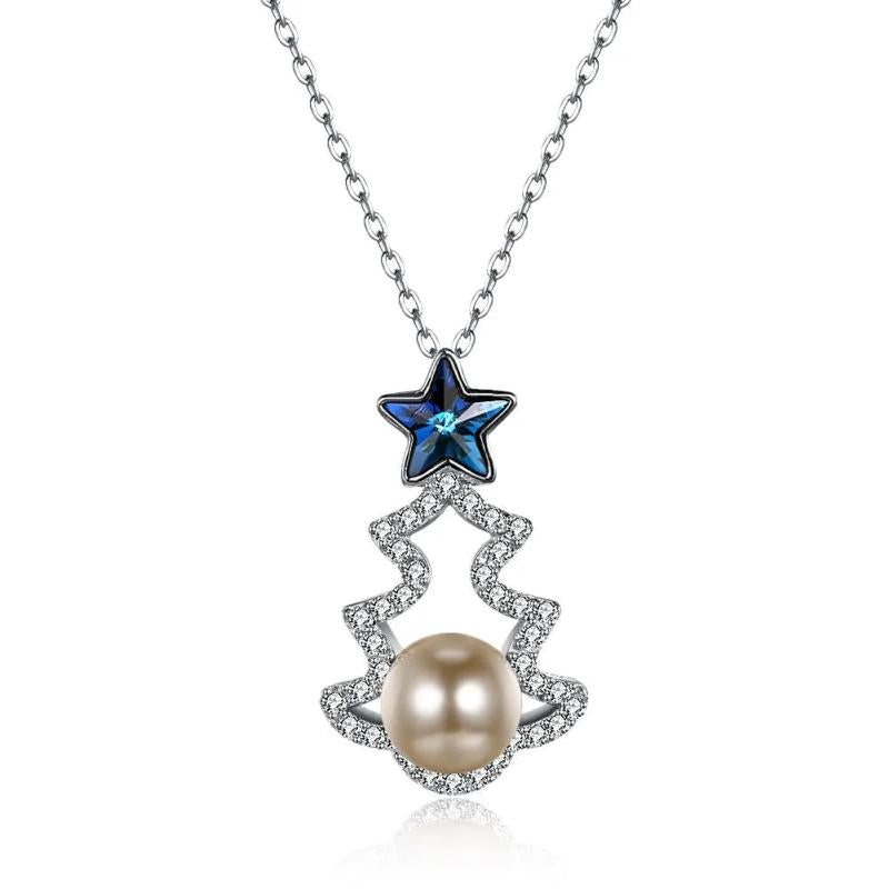 925 Silver Pendant Necklace Crystals Star Tree Zircon Necklaces