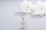 925s Silver Diamond Flower Pendant Women Necklace