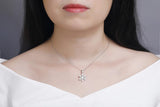 925s Silver Diamond Flower Pendant Women Necklace