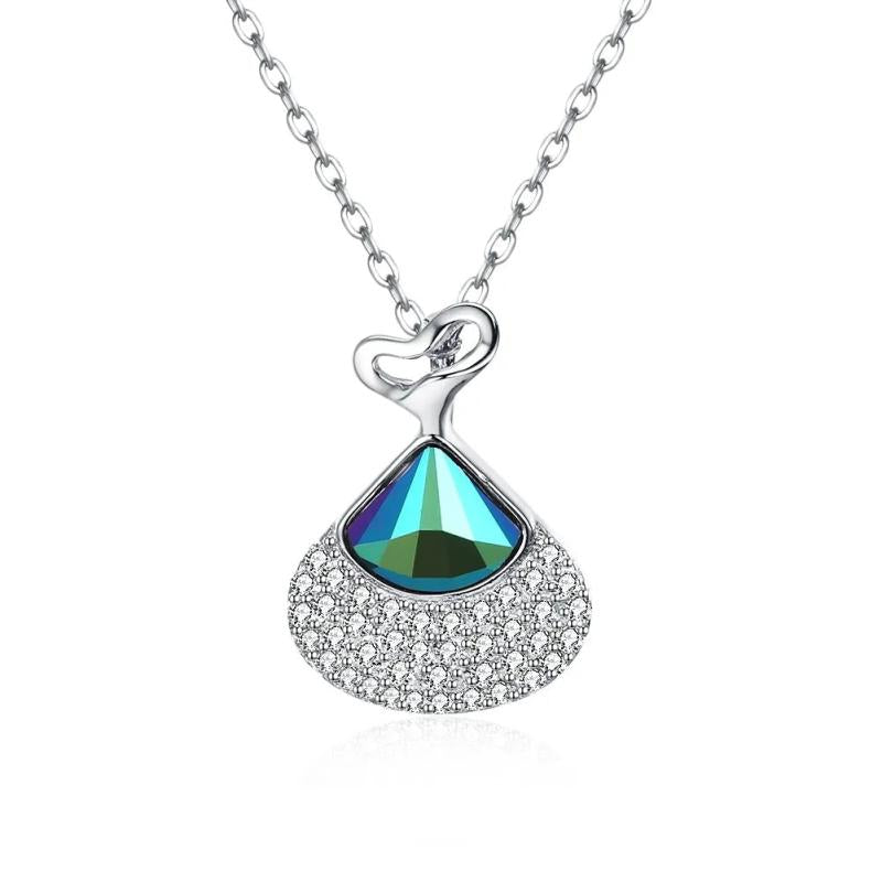 925 Silver Heart Pendant Necklace with Zircons Crystals