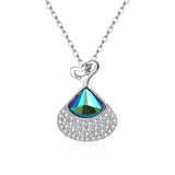 925 Silver Heart Pendant Necklace with Zircons Crystals