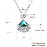 925 Silver Heart Pendant Necklace with Zircons Crystals