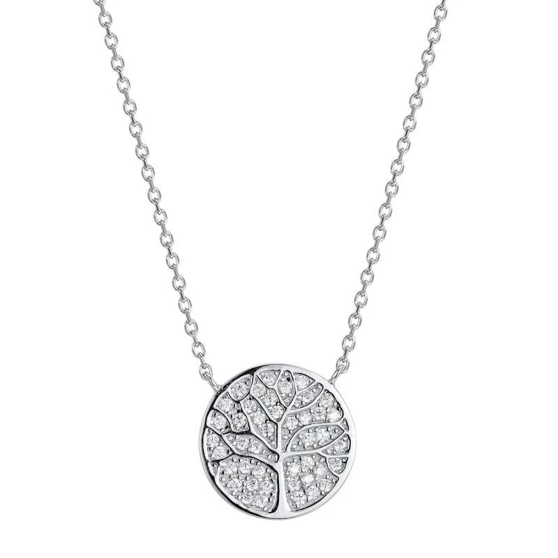 925s Silver Leaves Diamond Pendant Women's Necklace