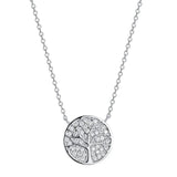 925s Silver Leaves Diamond Pendant Women's Necklace