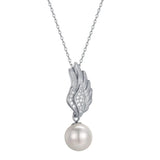 925S Silver Wings Diamond Pendant Necklace