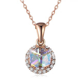 925 Silver Necklace Women Sugar Cube Crystal Pendant CZ Lady Charm Party Jewelry