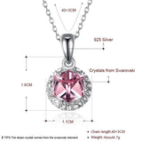 925 Silver Necklace Women Sugar Cube Crystal Pendant CZ Lady Charm Party Jewelry