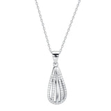 925s Silver Water Drop Diamond Pendant Necklace