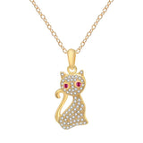 Japanese Korean Silver Crystal Lucky Kitten Pendant Ins Style