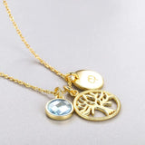925 Silver Necklace Life Tree Pendant Round Crystals Women Jewelry