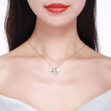 925 Silver Necklace Life Tree Pendant Round Crystals Women Jewelry