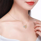 925 Silver Necklace Life Tree Pendant Round Crystals Women Jewelry
