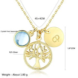 925 Silver Necklace Life Tree Pendant Round Crystals Women Jewelry