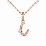 C Moonstone Pendant Rose Necklace 925 Sterling Silver Women's Jewelry