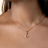 C Moonstone Pendant Rose Necklace 925 Sterling Silver Women's Jewelry
